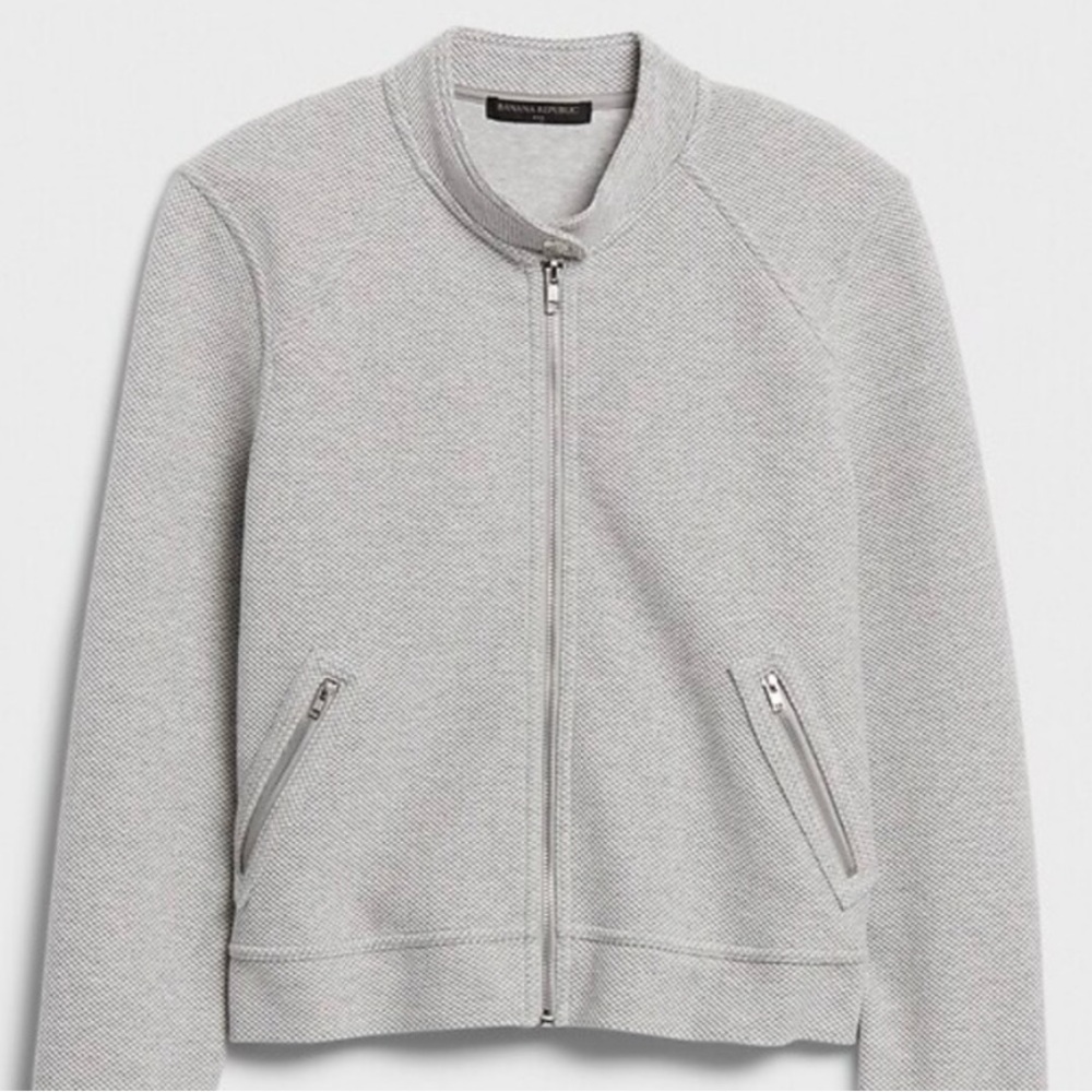 Banana Republic Grey Ponte Knit Moto Jacket Size M